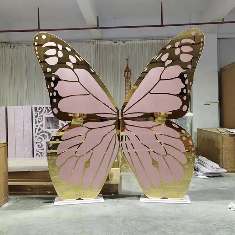 High Quality Colorful Pink Butterfly Wings Large Acrylic Butterfly For Party Events Wedding Backdrop