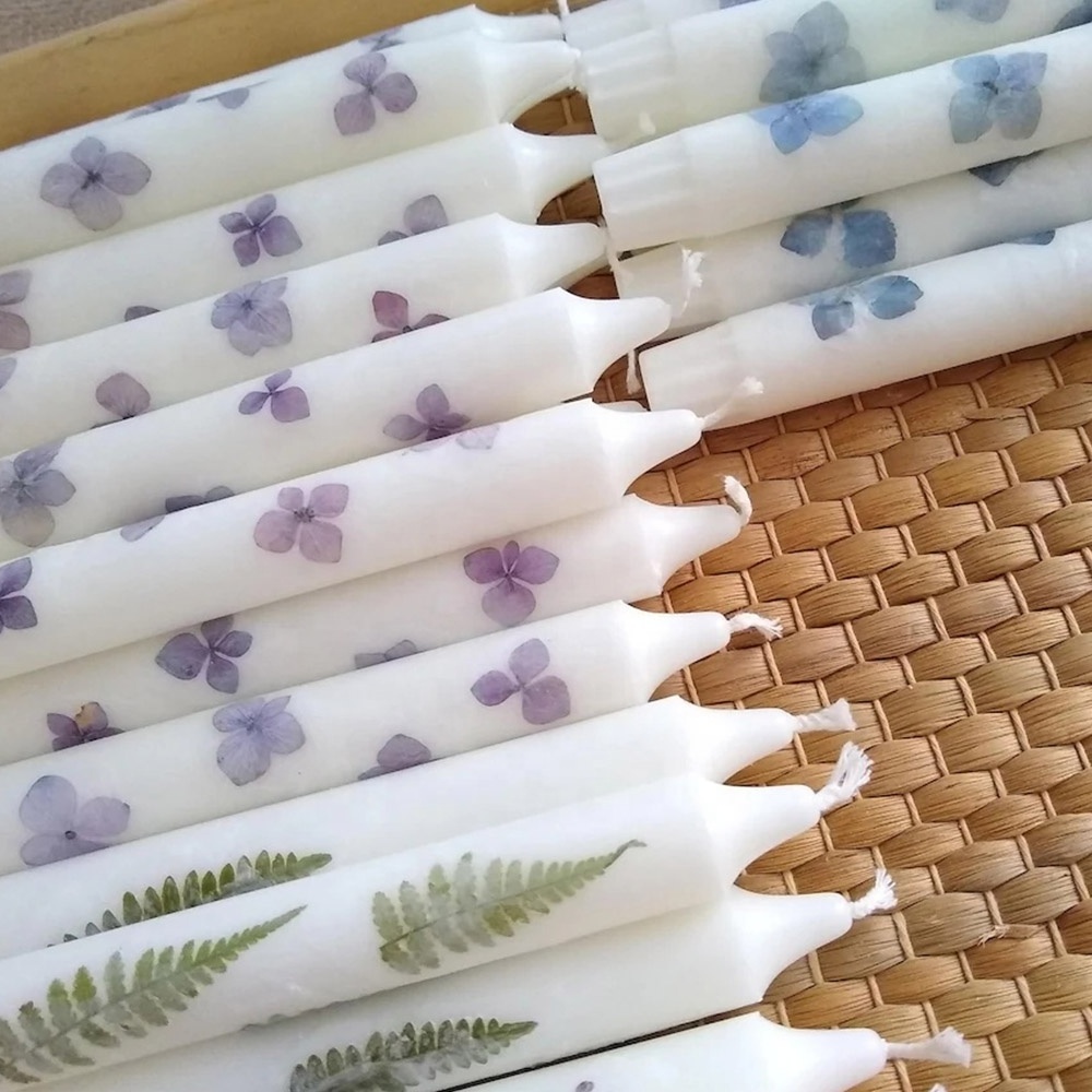 Wholesale white candle for household dinner Wedding Table Decor Gift idea Taper candle Floral Hand Painted Tapered Candles