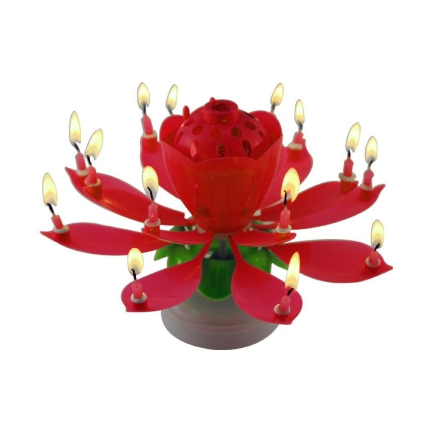 China Wholesale Happy Birthday Flower Musical Candle wholesale musical lotus 14 rotating happy birthday candle