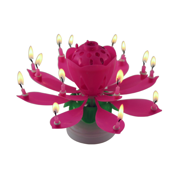 China Wholesale Happy Birthday Flower Musical Candle wholesale musical lotus 14 rotating happy birthday candle