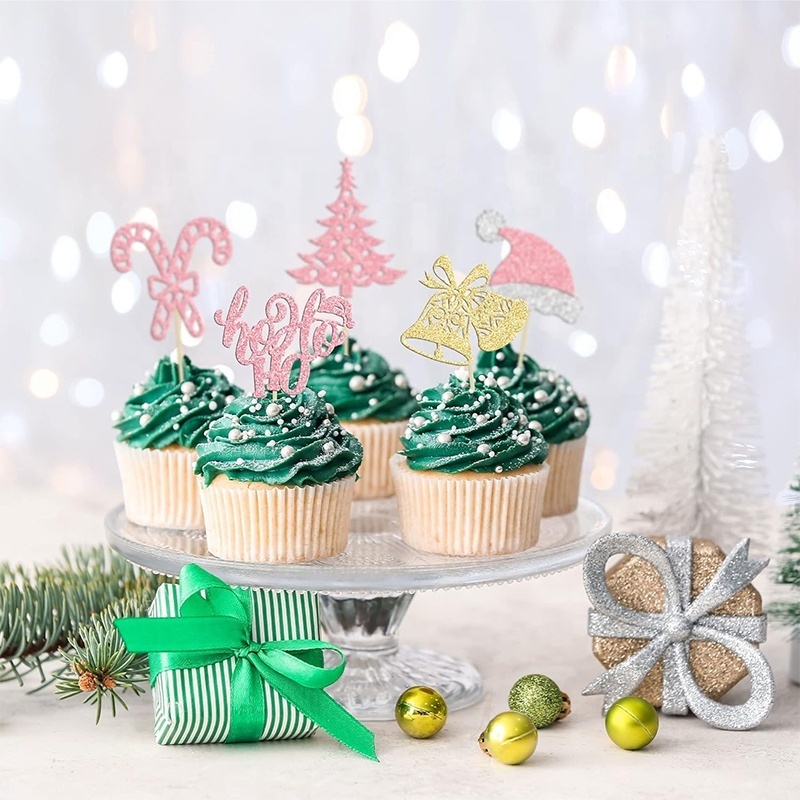 Cake decorating supplies winter Christmas silver blue snowflake cake topper winter theme party decoration cake plug-in