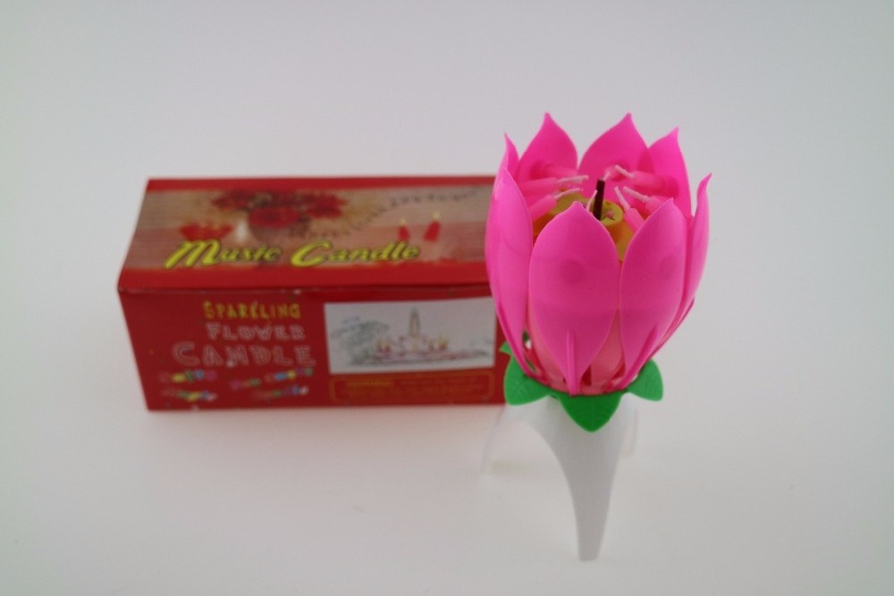 Wholesale little lotus flower single layer tripod bloom music novelty birthday candles