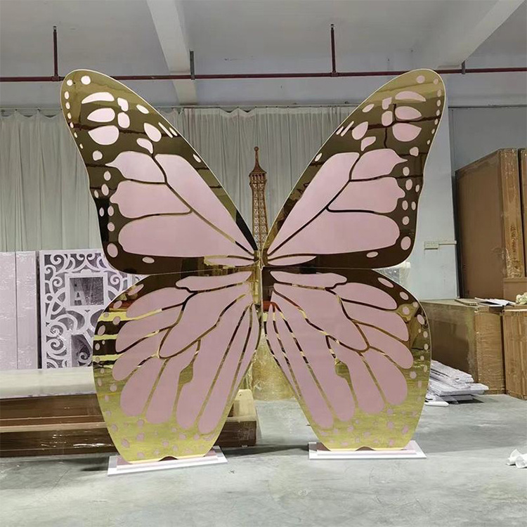 High Quality Colorful Pink Butterfly Wings Large Acrylic Butterfly For Party Events Wedding Backdrop