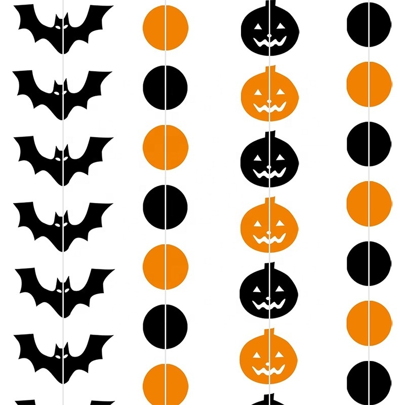 New Halloween paper decorative bar atmosphere props skeleton bat string pendant Halloween party decoration