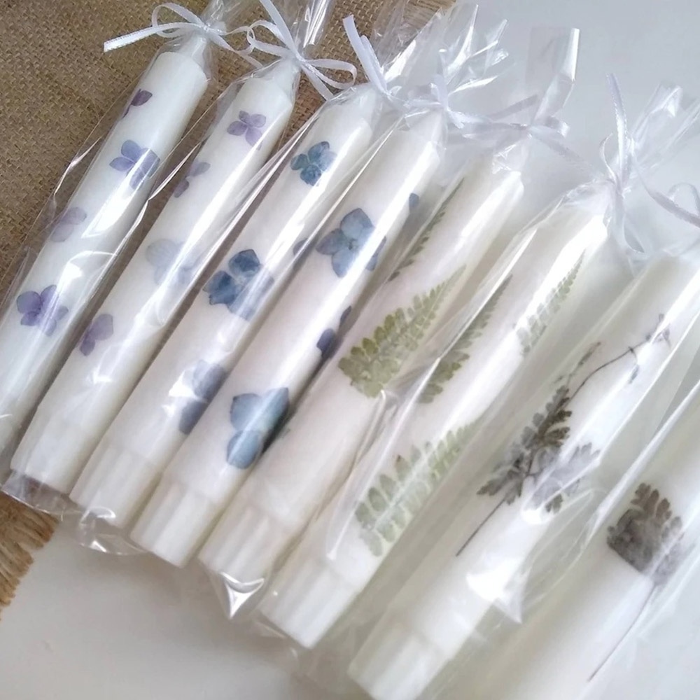 Wholesale white candle for household dinner Wedding Table Decor Gift idea Taper candle Floral Hand Painted Tapered Candles