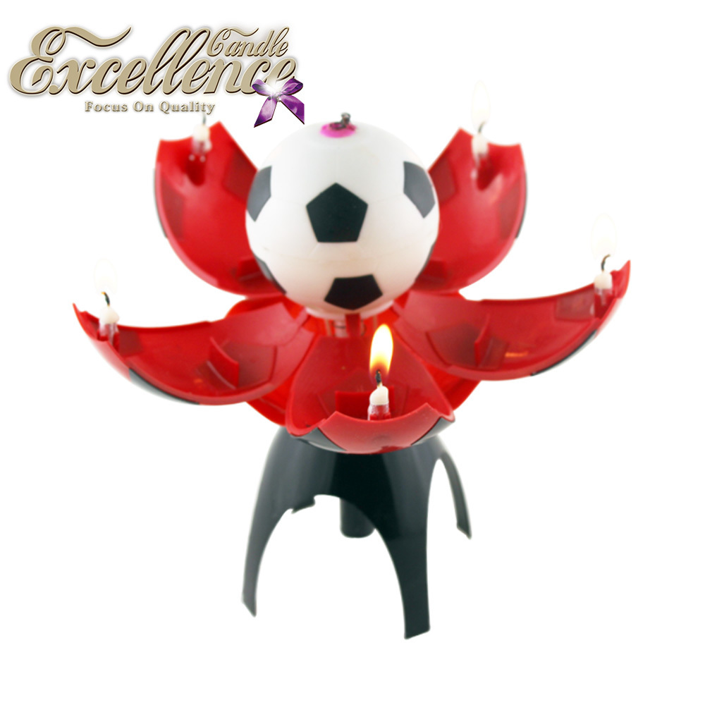 High Quality And Cheaper Price Soccer  Football Shape Music Birthday Candle Clear Floating Candles Firework