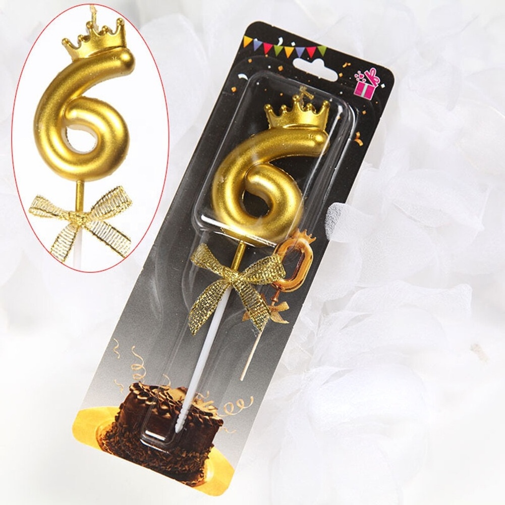 New glitter golden Bow Crown Shape Digital 0-9 Party custom extra tall 20 mermaid sparkling happy birthday number cake candles