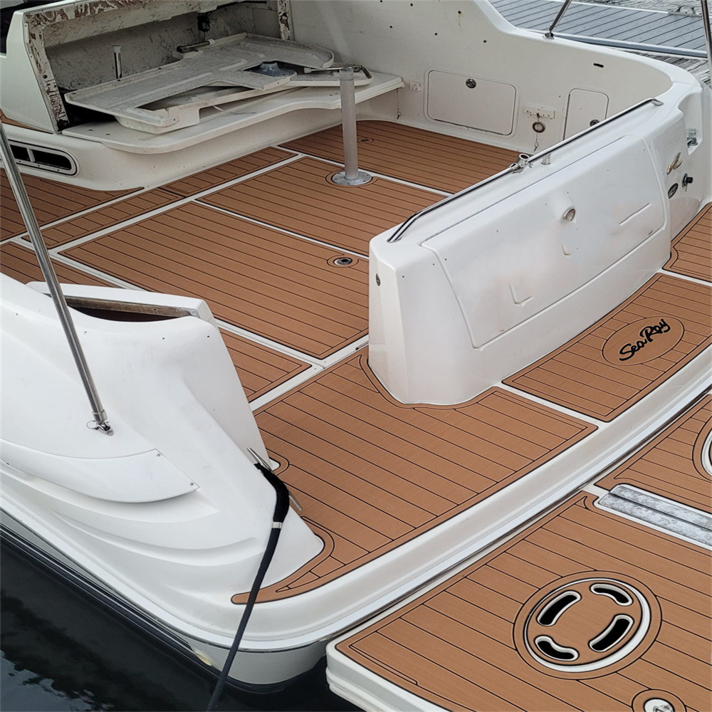 1998 Sea Ray Sundancer 370 Swim Platform Cockpit Pad Boat EVA Teak Flooring Mat Backing Adhesive SeaDek Gatorstep Style Floor