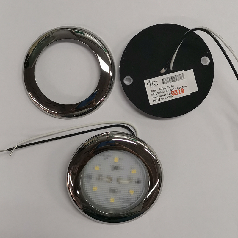 10-14V 304 Stainless Steel Low Profile LED Overhead Light 3000K/6500K 7003B-SS Marine Boat RV