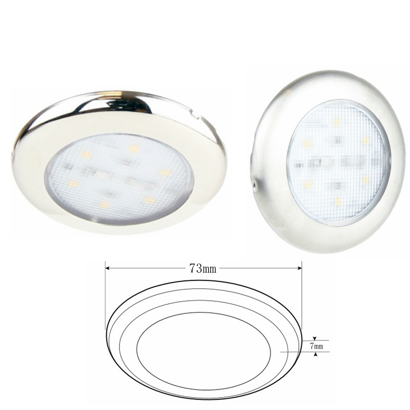 10-14V 304 Stainless Steel Low Profile LED Overhead Light 3000K/6500K 7003B-SS Marine Boat RV