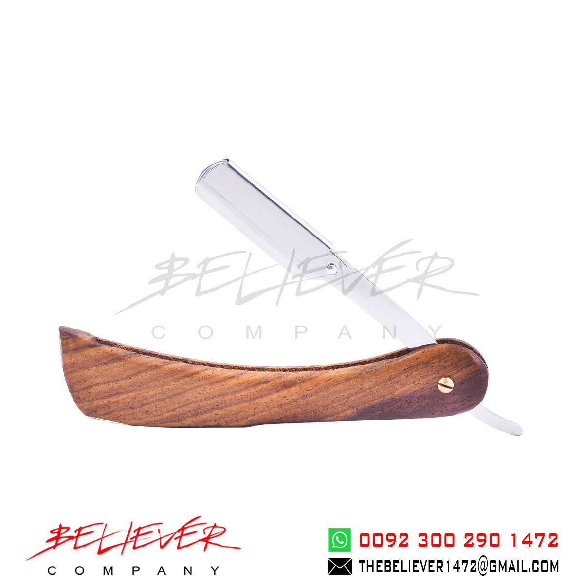 Natural color Private label Colour wood and stainless steel barber straight razor for personal beauty care