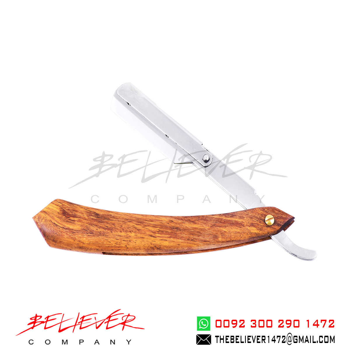 Natural color Private label Colour wood and stainless steel barber straight razor for personal beauty care