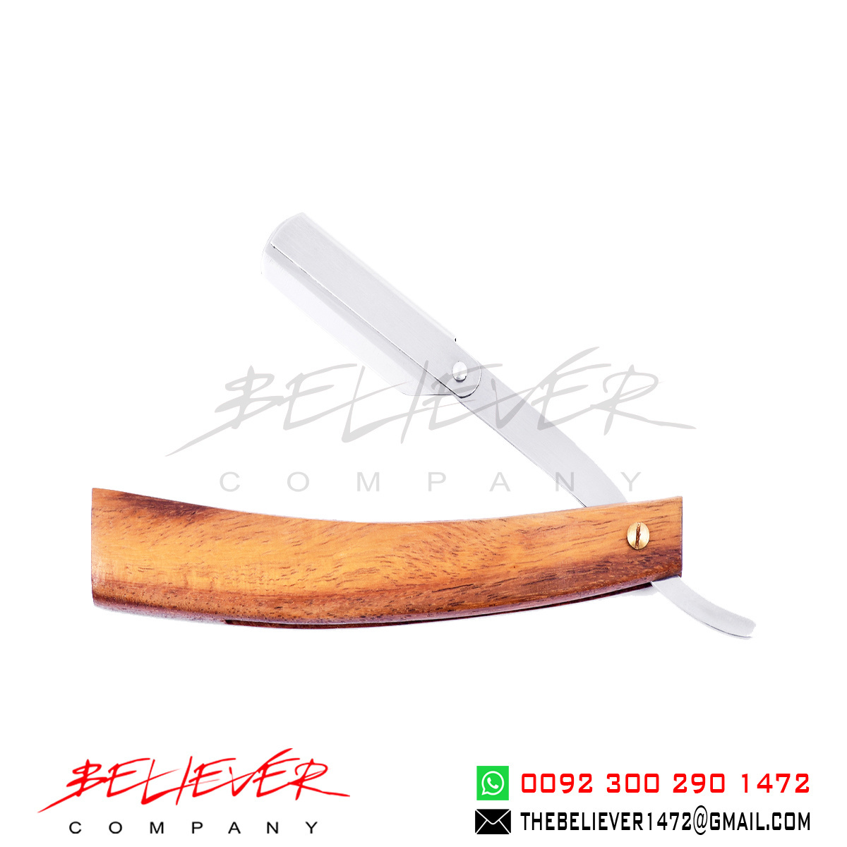 Natural color Private label Colour wood and stainless steel barber straight razor for personal beauty care