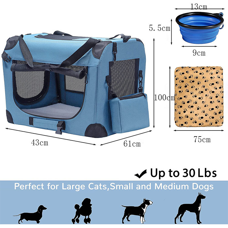 Popular Travel Collapsible Dog Crate Travel Pet Bag Car Folding Waterproof Pet Bag