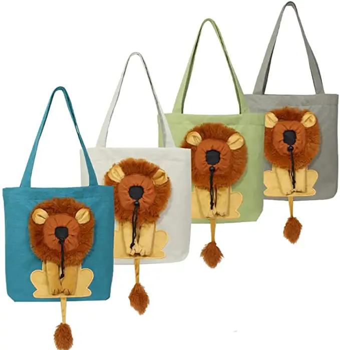 Wholesale Popular Lion-Shaped Canvas Shoulder Carrying Bag Lion Sling Pet Carrier Bag For Dogs And Cats