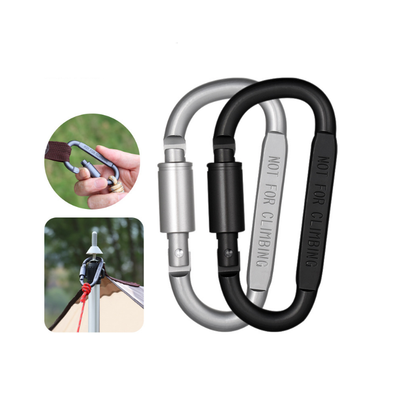 Not for climbing aluminum Nut lock carabiner with Free Logo keychain hook