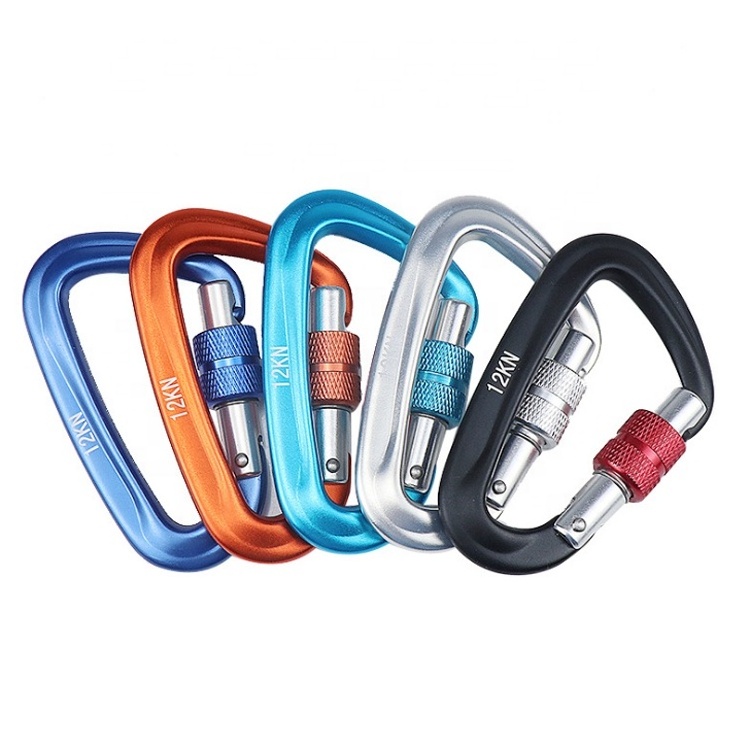 Heavy duty carabiner climbing with screw lock