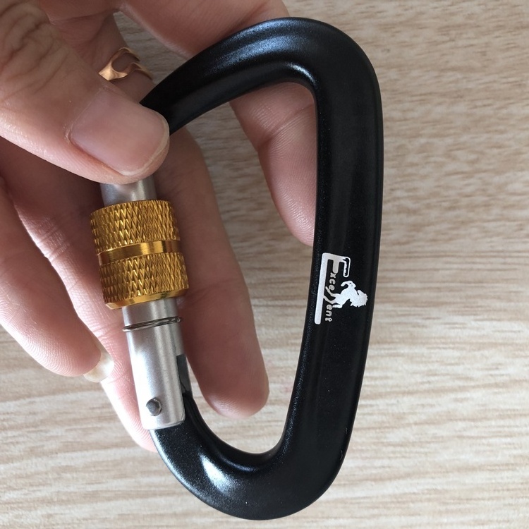 Heavy duty carabiner climbing with screw lock