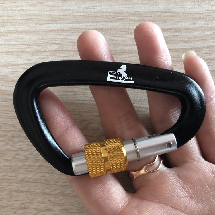 Heavy duty carabiner climbing with screw lock