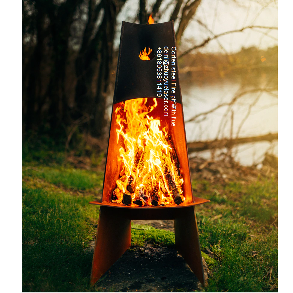 Black Elevated Tall Fire Pit Burning Metal Rack for Firewood outdoor wood burning fireplace