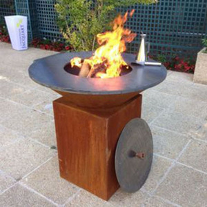 Burning Firepit Premium Heavy Duty Fire Pit Bowl Burner Charcoal Wood Outdoor Backyard Garden Poker and BBQ Grill Steel Stocked