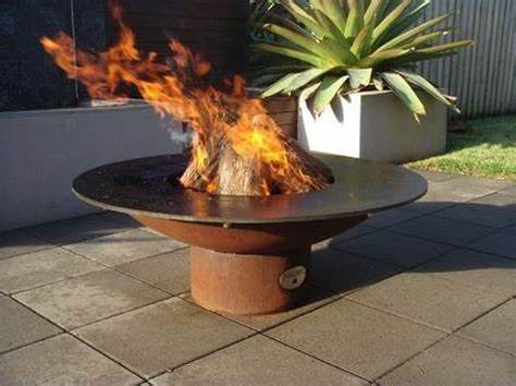 Round Outdoor Corten Steel Garden Wooden Fire Pit, Corten Steel Fire Bowl, Corten Steel Water Bowl