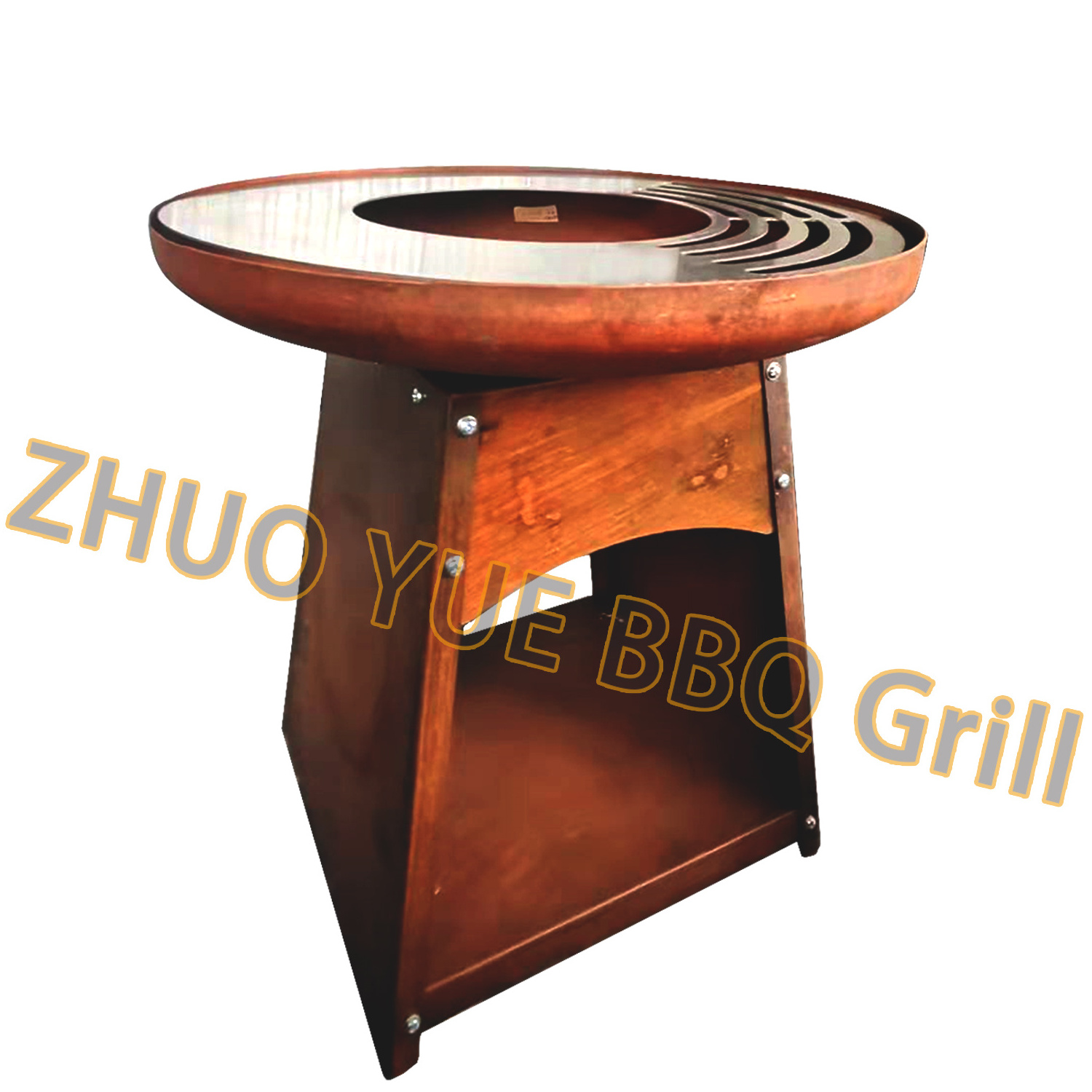 Garden Outdoor Cooking BBQ Weathering Steel Fire Pit Grill with Enclosed Stand ladies brazier industrial fire pit