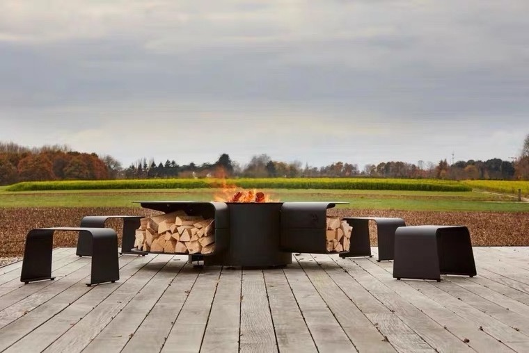 Best selling modern patio furniture sets smokeless fire pit outdoor wood burning firepit table