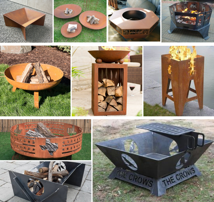 Garden Outdoor Cooking BBQ Weathering Steel Fire Pit Grill with Enclosed Stand ladies brazier industrial fire pit