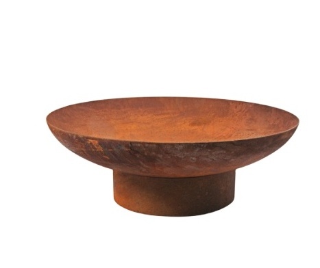 Round Outdoor Corten Steel Garden Wooden Fire Pit, Corten Steel Fire Bowl, Corten Steel Water Bowl