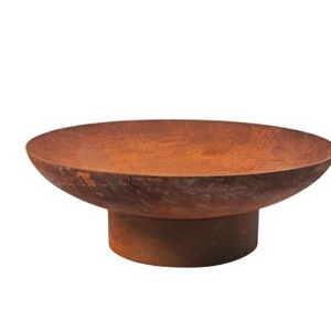 Round Outdoor Corten Steel Garden Wooden Fire Pit, Corten Steel Fire Bowl, Corten Steel Water Bowl