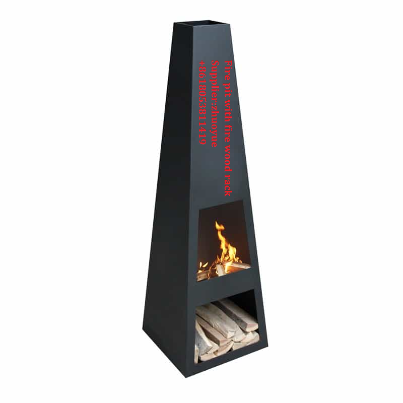 Black Elevated Tall Fire Pit Burning Metal Rack for Firewood outdoor wood burning fireplace