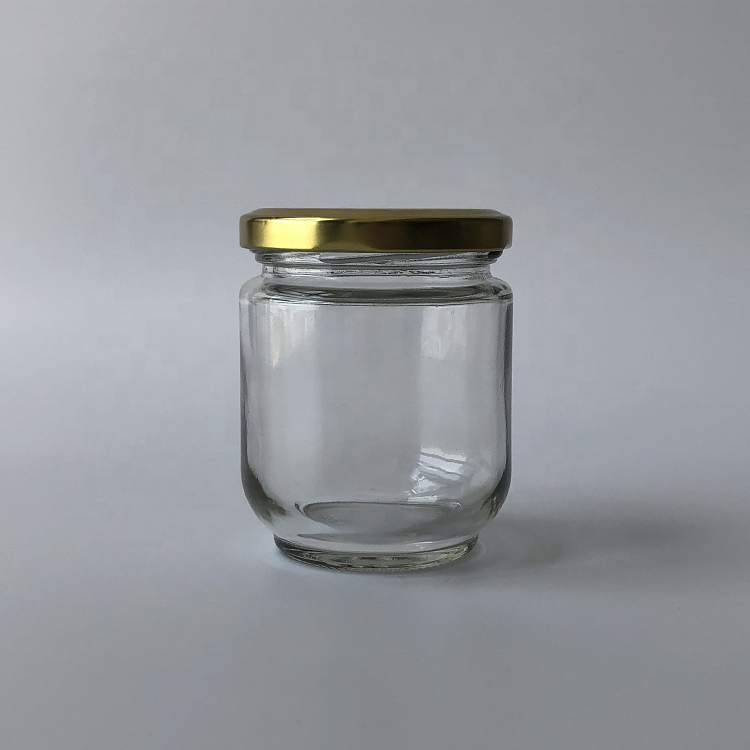 8oz 240ml  Flint Clear Straight Sided Dessert Jam Preserving Glass Jar With Twist Off Black Lid