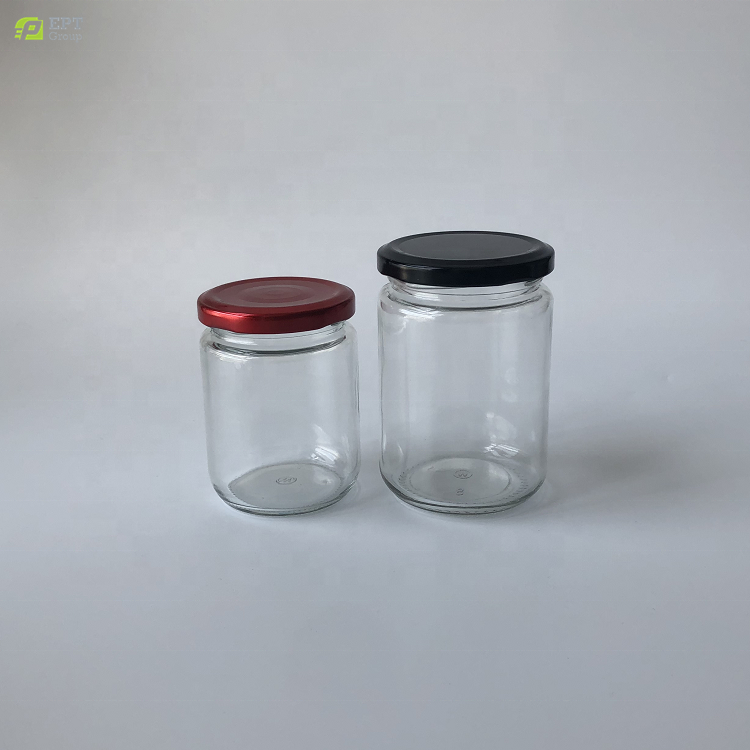 8oz 240ml  Flint Clear Straight Sided Dessert Jam Preserving Glass Jar With Twist Off Black Lid