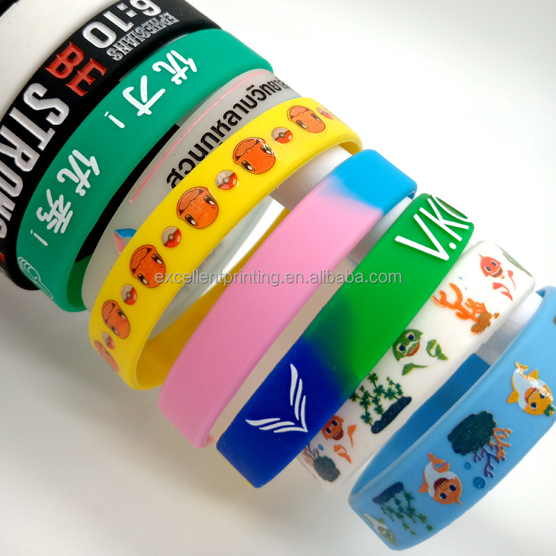 Promotional High Quality  custom name rubber Sports Silicon Wristband Bracelet Wristbands friendly printed bracelet With Logo