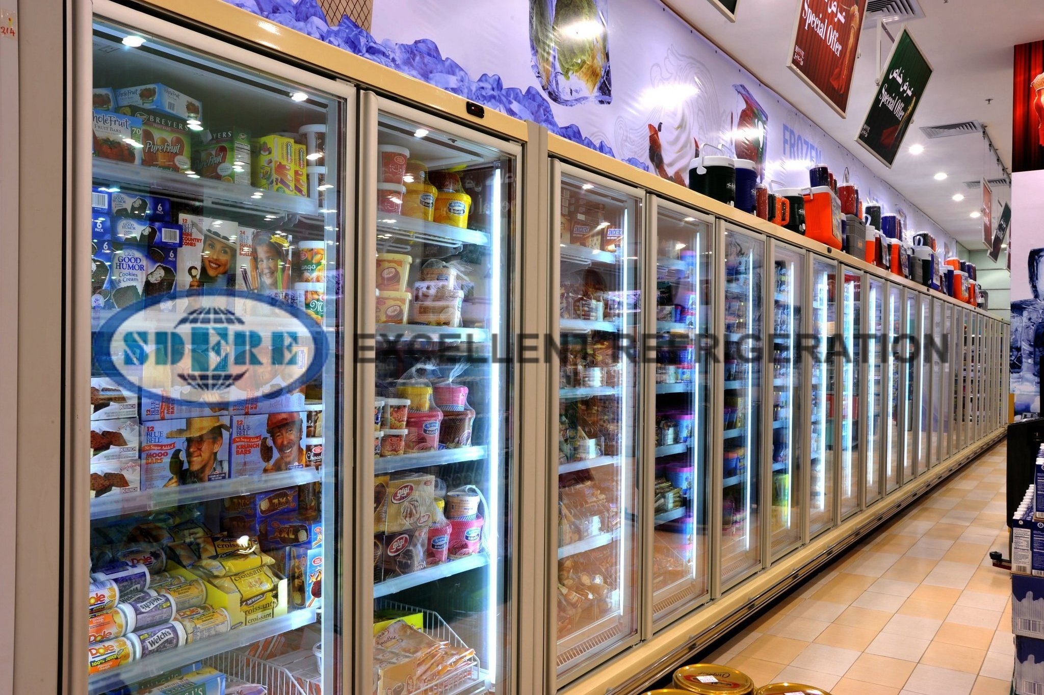 Quick frozen supermarket display freezer stainless steel freezer for seafood meat commercial fridge freezer