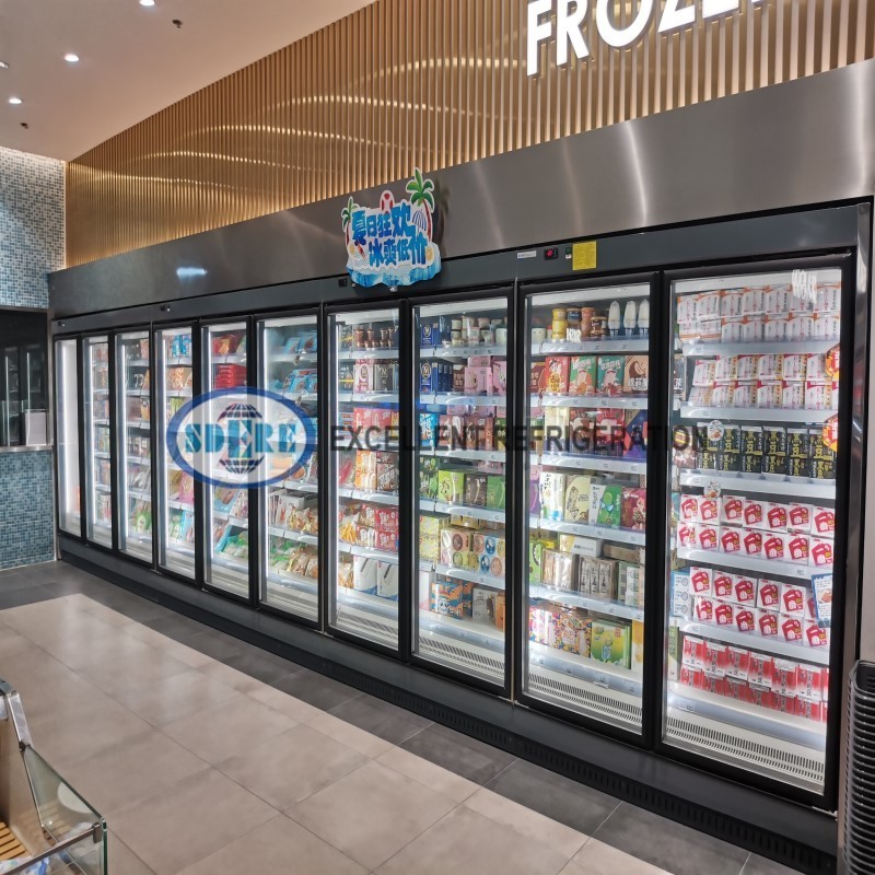 High quality refrigeration equipment multi door combination freezing glass door display freezer