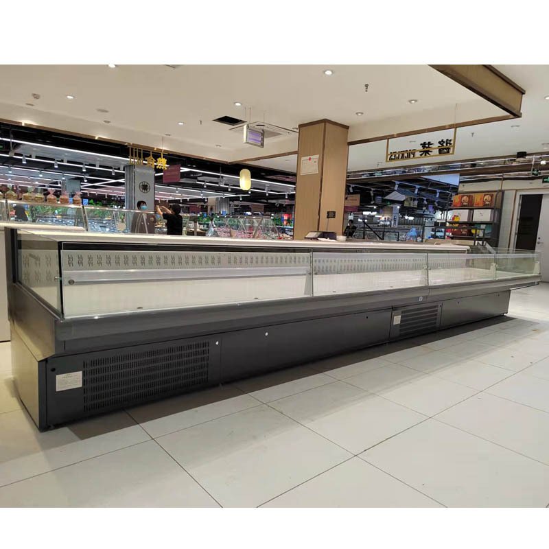 Supermarket commercial refrigerator curved glass meat display chiller deli case