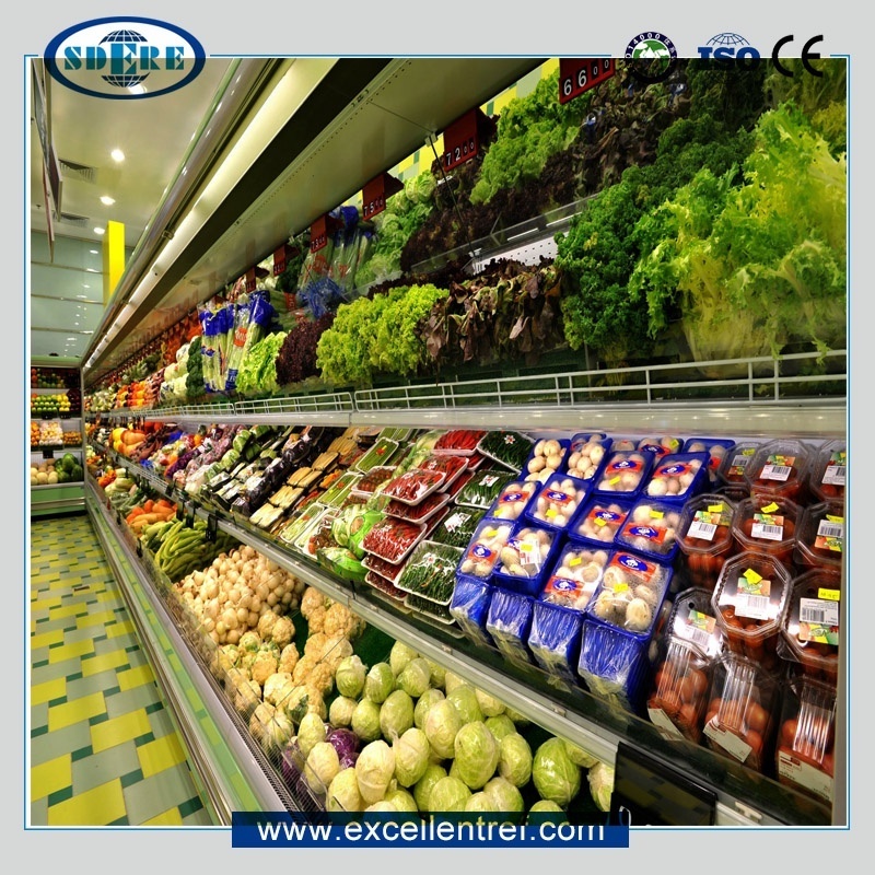 Fruits And Vegetables Display Refrigerator Commercial Fridge as Supermarket Refrigerator and Freezer