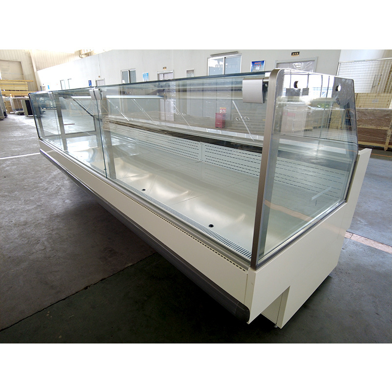 Supermarket refrigerator freezer corner fresh meat chiller/commercial deli display refrigerator fresh fish service counter