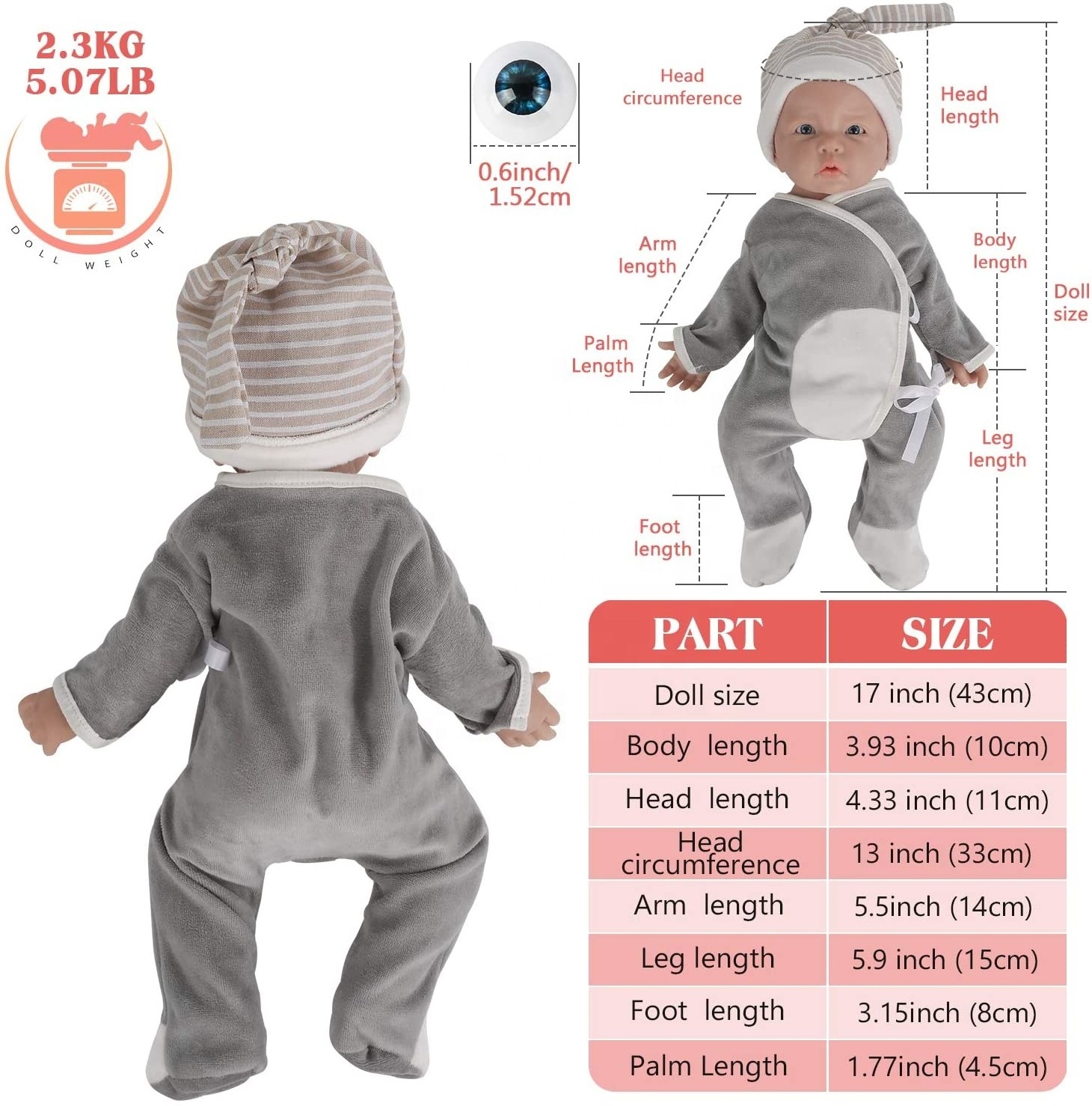 17 inch Realistic Full Silicon Reborn Baby Doll Look Real Not Vinyl Dolls