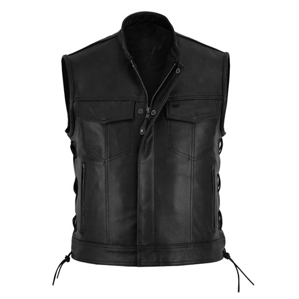 2023 Customized Men Clothing Leather Vest Breathable Customized Good Quality Top Design Leather Vest