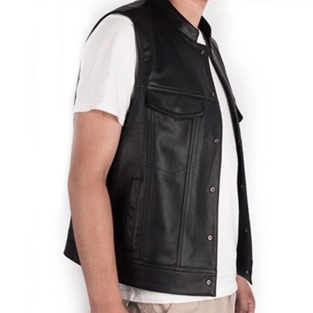 Breathable Customized Good Quality Top Design Leather Vest 2023 Customized Men Clothing Waterproof Leather Vest