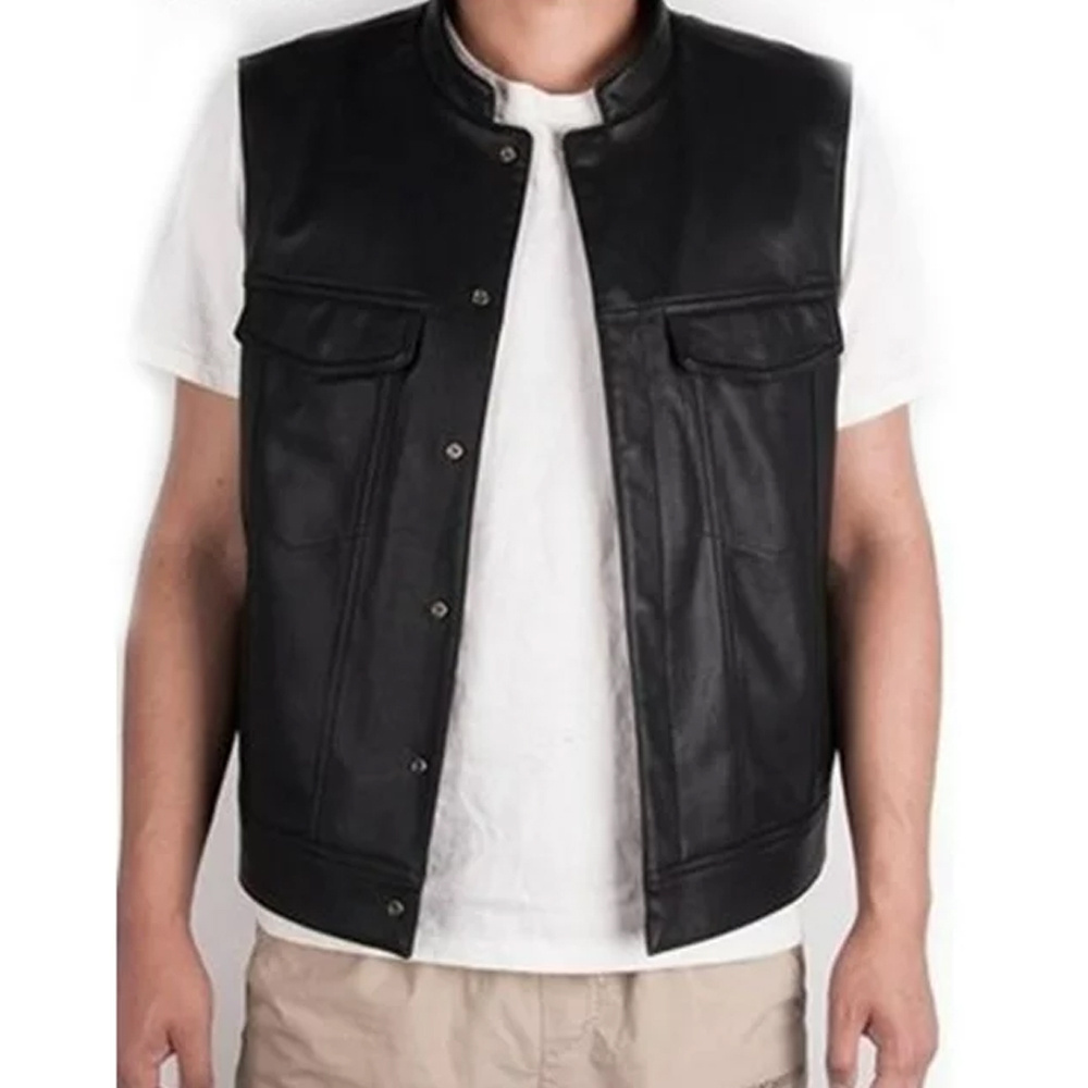 Breathable Customized Good Quality Top Design Leather Vest 2023 Customized Men Clothing Waterproof Leather Vest