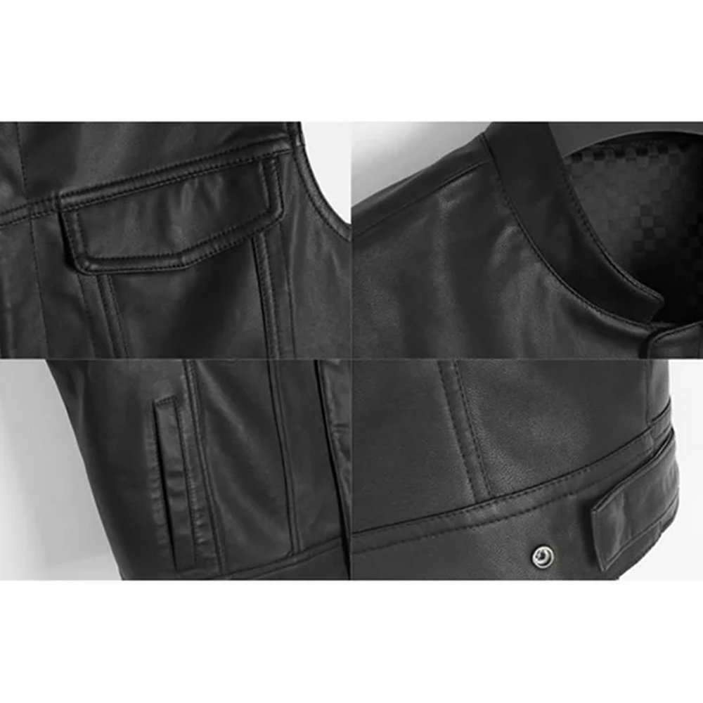 Breathable Customized Good Quality Top Design Leather Vest 2023 Customized Men Clothing Waterproof Leather Vest