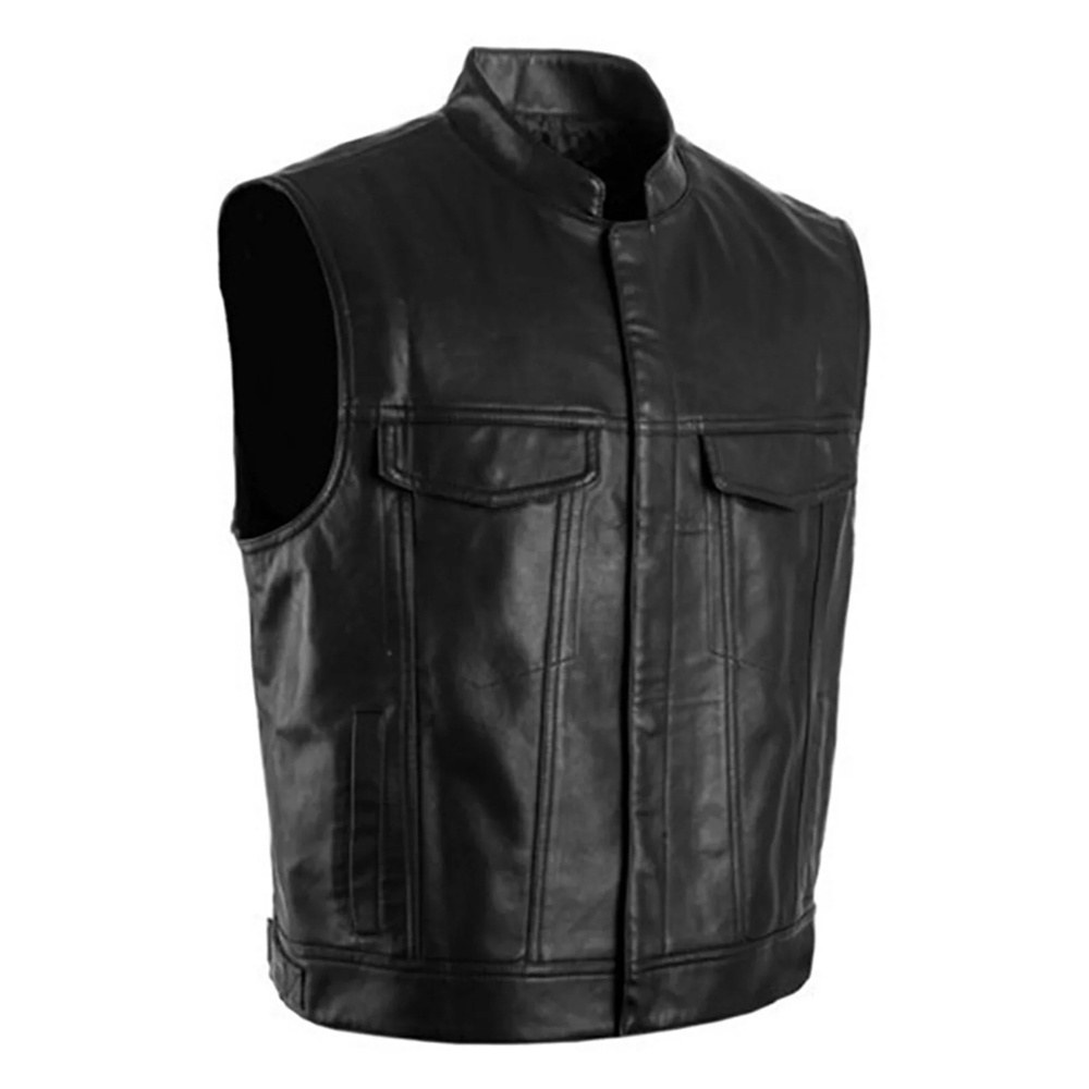 Breathable Customized Good Quality Top Design Leather Vest 2023 Customized Men Clothing Waterproof Leather Vest