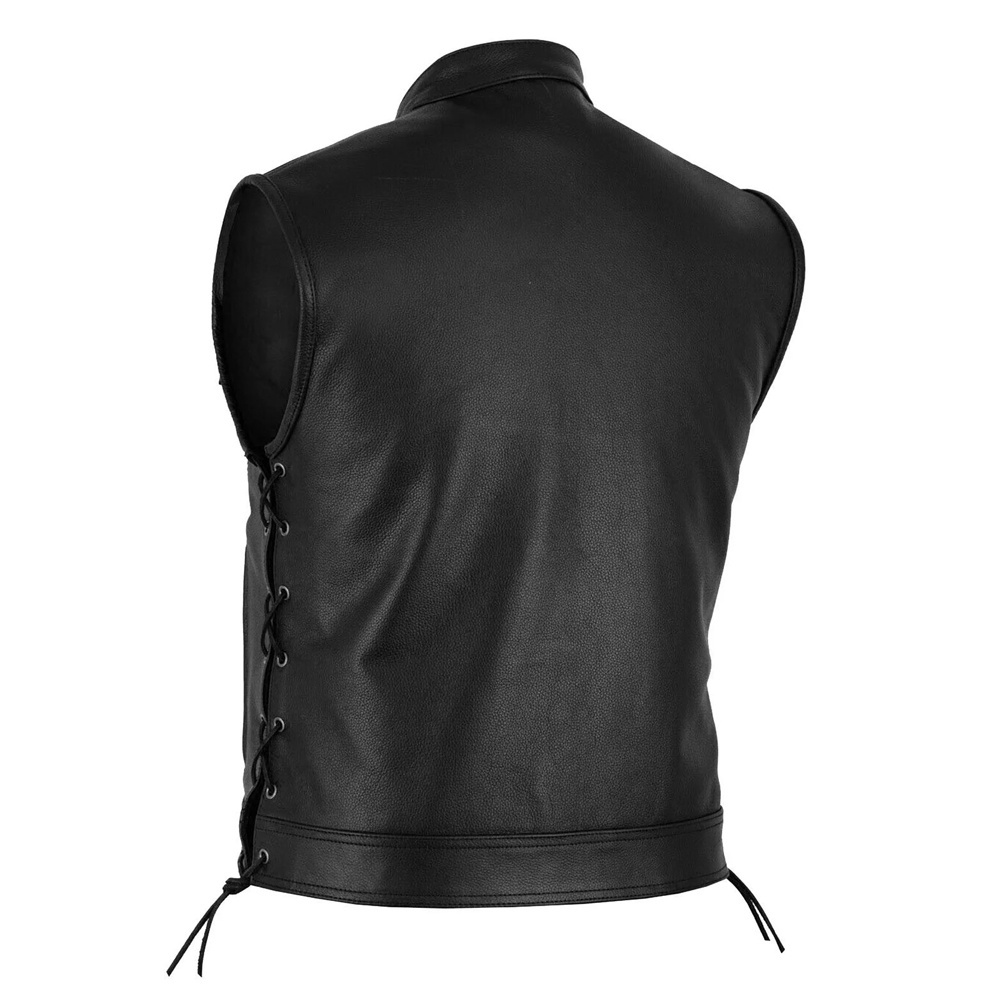 2023 Customized Men Clothing Leather Vest Breathable Customized Good Quality Top Design Leather Vest