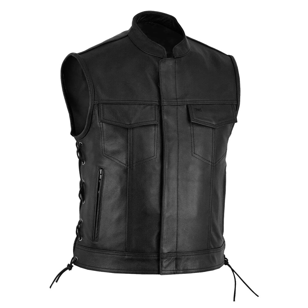 2023 Customized Men Clothing Leather Vest Breathable Customized Good Quality Top Design Leather Vest