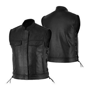 2023 Customized Men Clothing Leather Vest Breathable Customized Good Quality Top Design Leather Vest