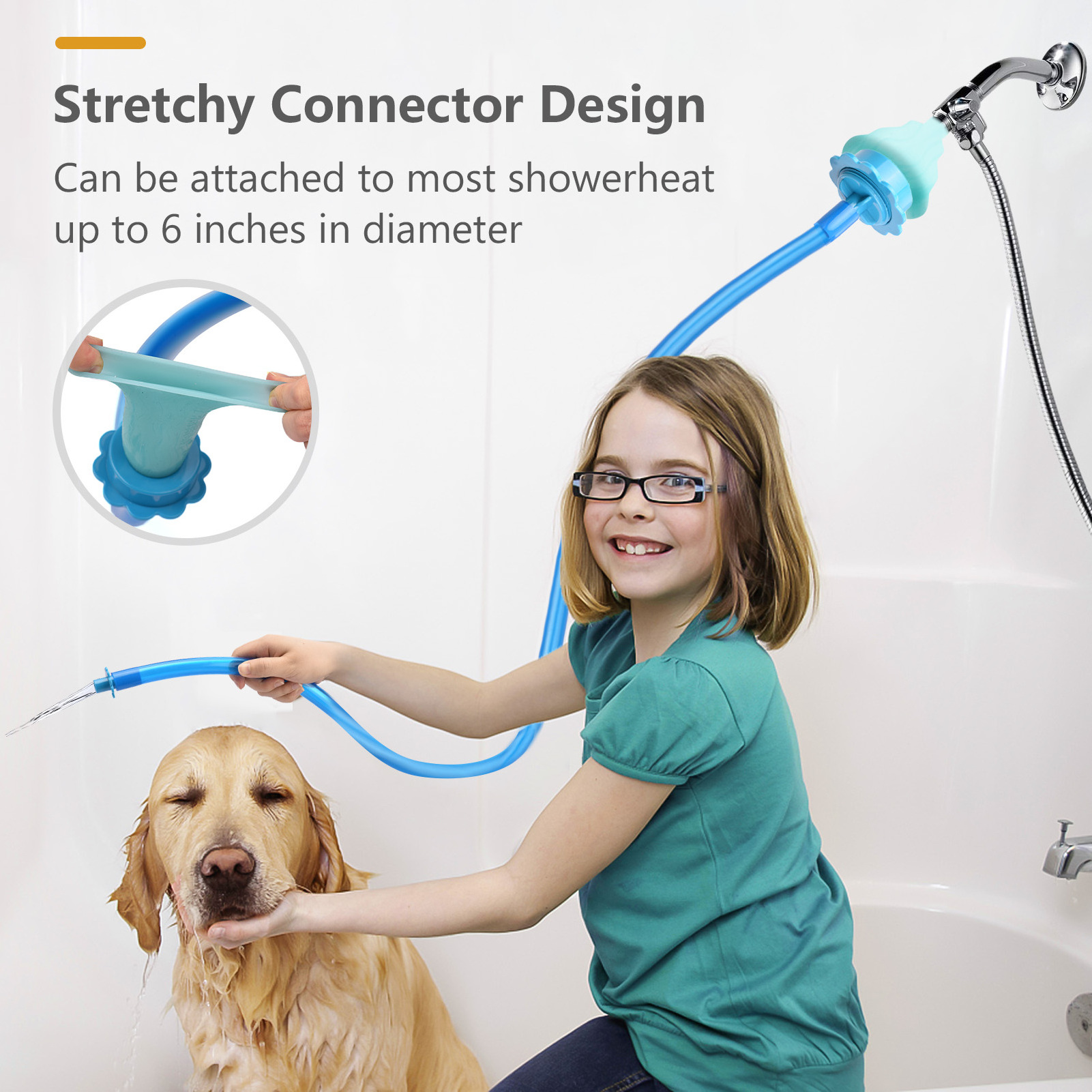 Portable Handheld Splash Shower Pet Dog Cat Shower Head Tub Faucet Attachment Hose Head Washing Sprinkler Shower Kit Bath Tools